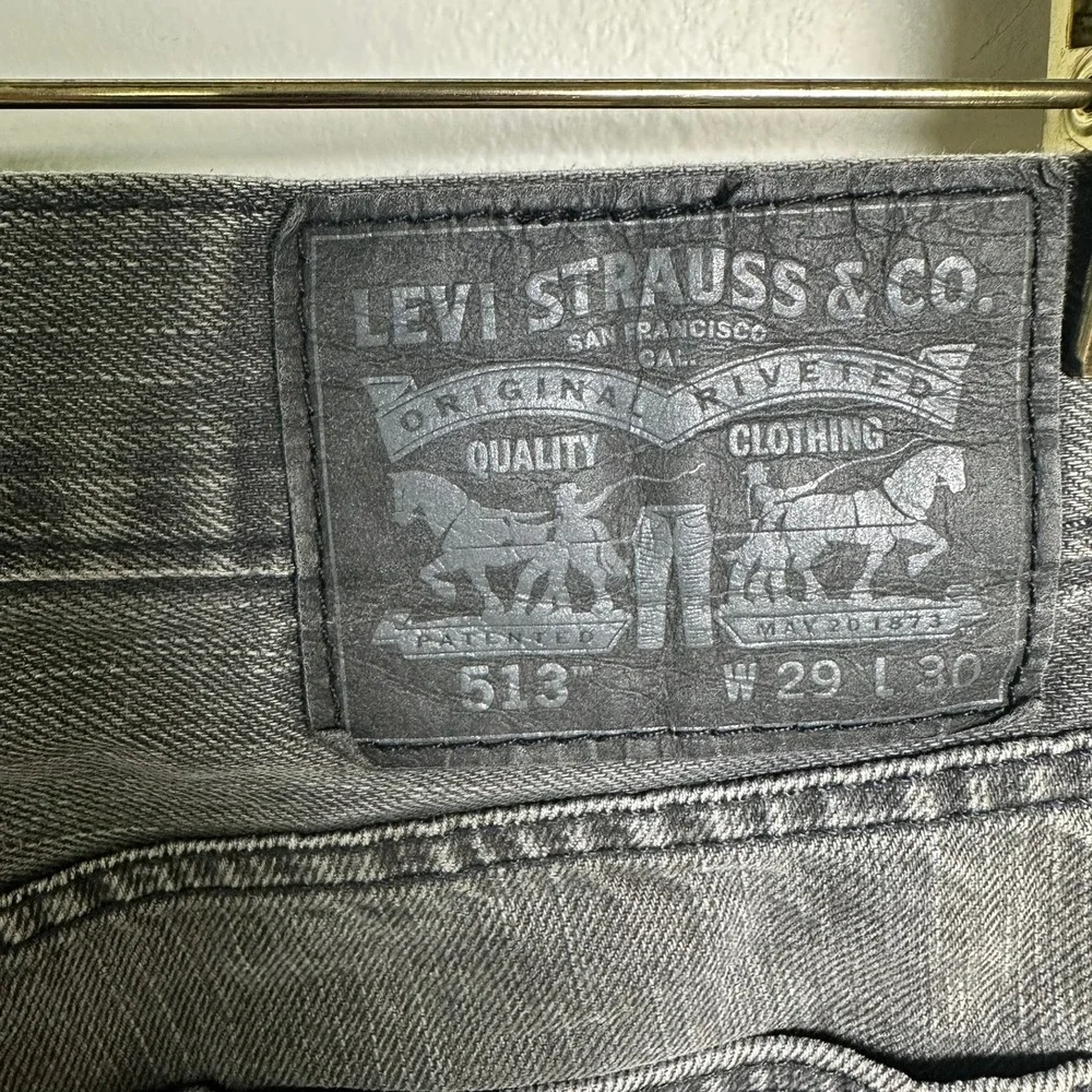 Levi's 513 Slim Straight‎ Jeans Mens 29x30 Grey Denim